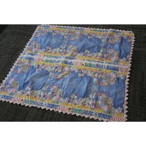 Teddy Bears, Patchwork Style, Blue, Baby Blanket, Crib Quilt, Coverlet, 44x45"